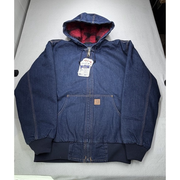 Carhartt Men's Denim Duck Active Full-Zip Hooded Jacket Blue NWT Size 2XL